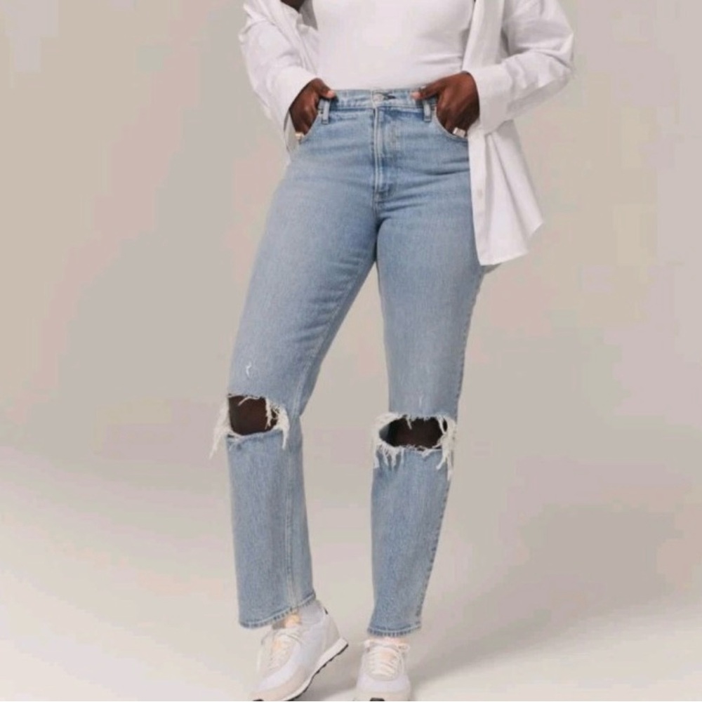 Abercrombie & Fitch Womens 90s Straight Ultra High Rise Curve Love Jeans 26/2 XS - Picture 2 of 8